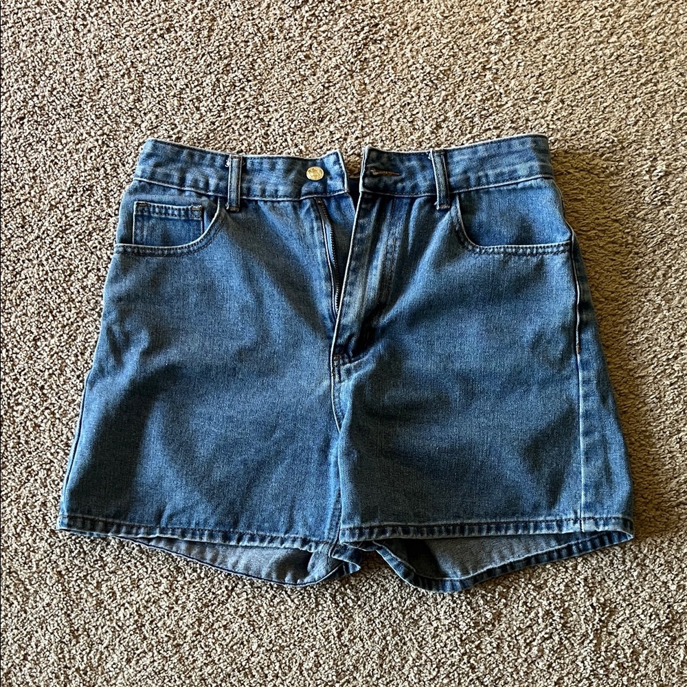 Amazon Women's Dark Blue High-Rise Denim Jean Shorts